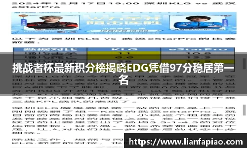 挑战者杯最新积分榜揭晓EDG凭借97分稳居第一名